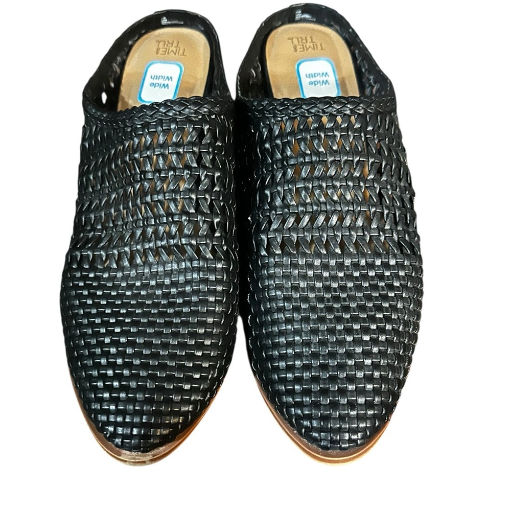 Time & Tru Black Woven Women's Mules size 11 - Picture 2 of 5